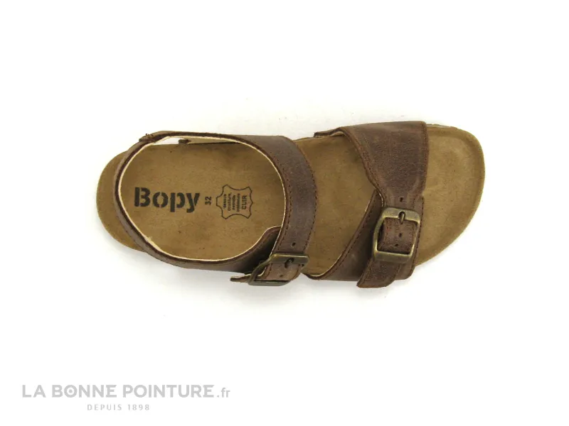Achat chaussures Bopy Enfant Nu-pieds, vente Bopy EDOUARDO Marron - Sandale reglable GARCON