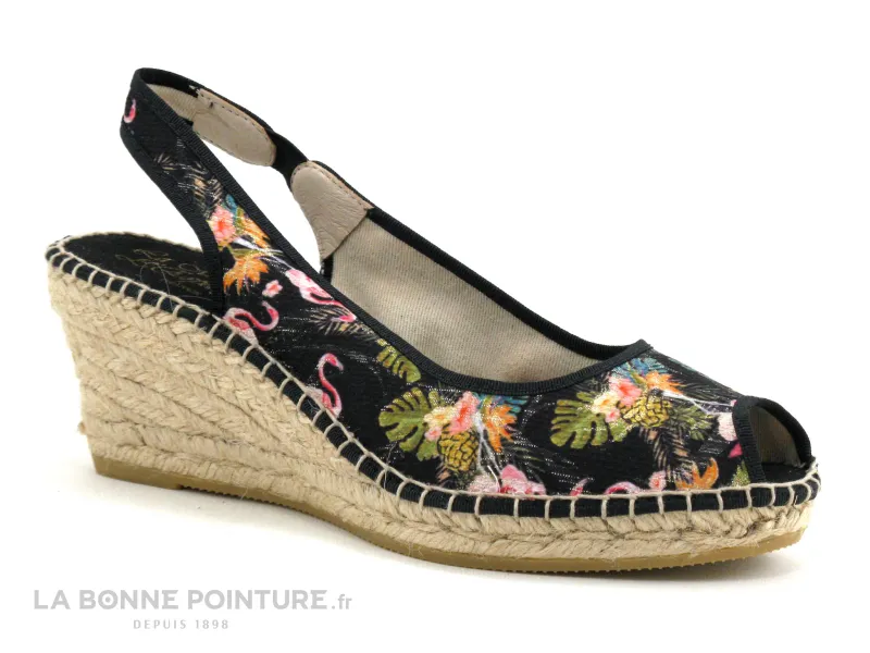 Achat chaussures La Maison de L'Espadrille Femme Sandale et Nu-pieds, vente Maison Espadrille 230 VE2101A-1 Noir - Fleuri -