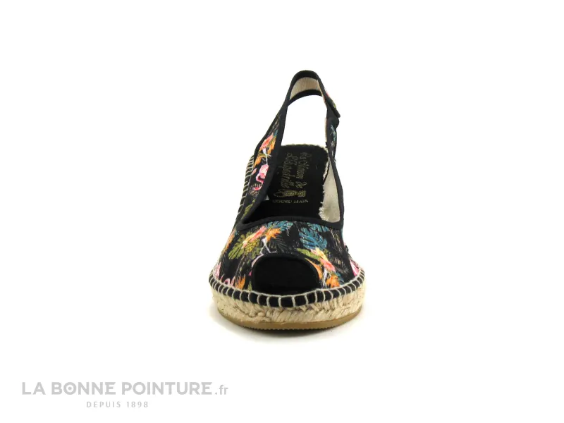 Achat chaussures La Maison de L'Espadrille Femme Sandale et Nu-pieds, vente Maison Espadrille 230 VE2101A-1 Noir - Fleuri -