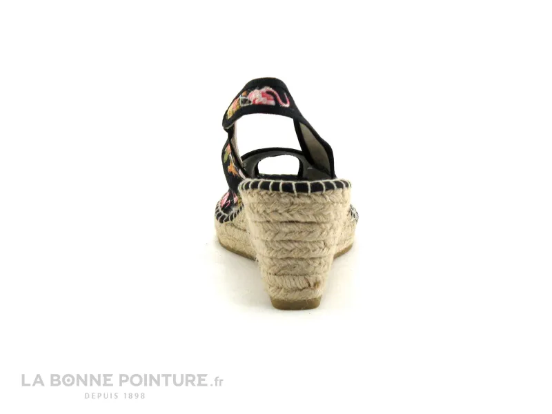 Achat chaussures La Maison de L'Espadrille Femme Sandale et Nu-pieds, vente Maison Espadrille 230 VE2101A-1 Noir - Fleuri -