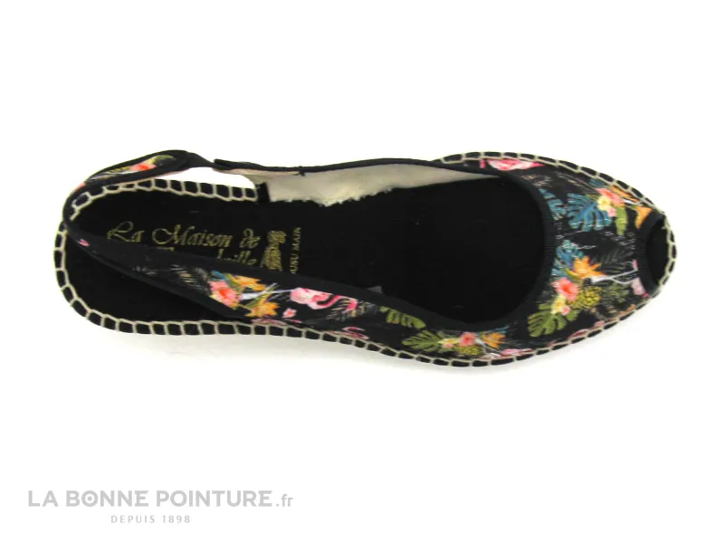 Achat chaussures La Maison de L'Espadrille Femme Sandale et Nu-pieds, vente Maison Espadrille 230 VE2101A-1 Noir - Fleuri -
