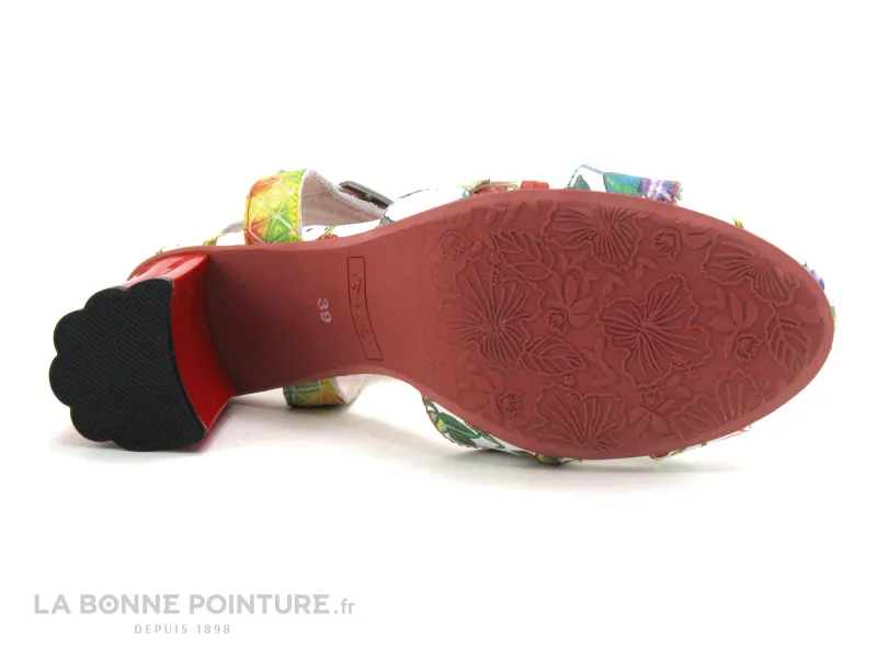 Achat chaussures Laura Vita Femme Sandale et Nu-pieds, vente Laura Vita FICDJIO 01 Blanc - Nu-pieds fleuri talon large