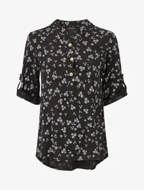 Blouse à imprimé fleuri - Noir