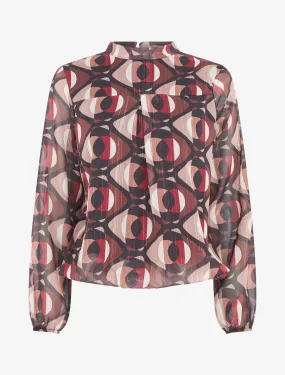 Blouse irisée et imprimé géométrique - Noir