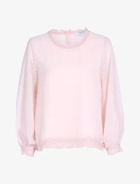 Blouse texturée à bords crochet - rose