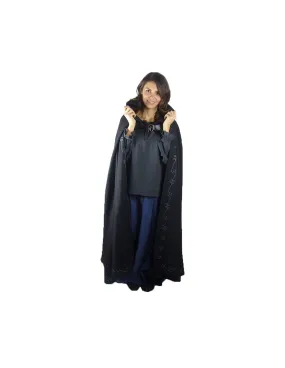 Cape médiévale cape noire avec capuche, modèle Gesa ⚔️ Boutique Épées