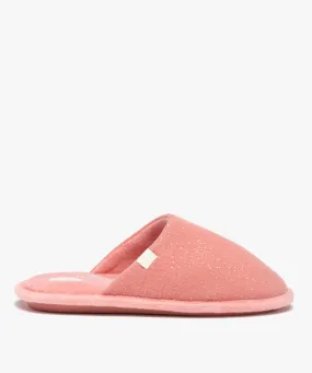 Chaussons femme mules avec dessus en gaze pailletée – Dim rose