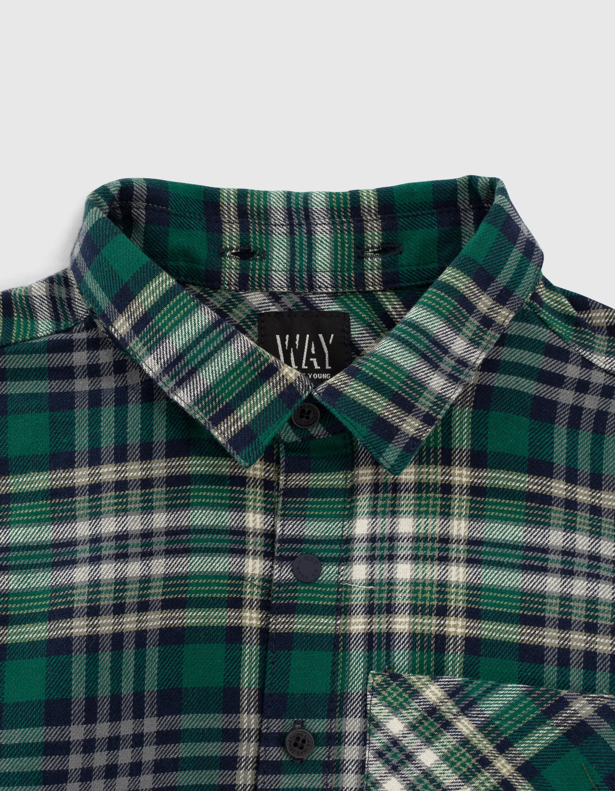 Chemise vert anglais et navy à carreaux et capuche garçon 