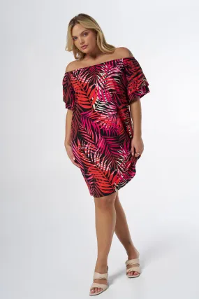 Femmes Robe à épaules ajourées Multi Pink | MS Mode