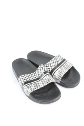Lala Berlin Chaussons de bain blanc-noir motif graphique style décontracté