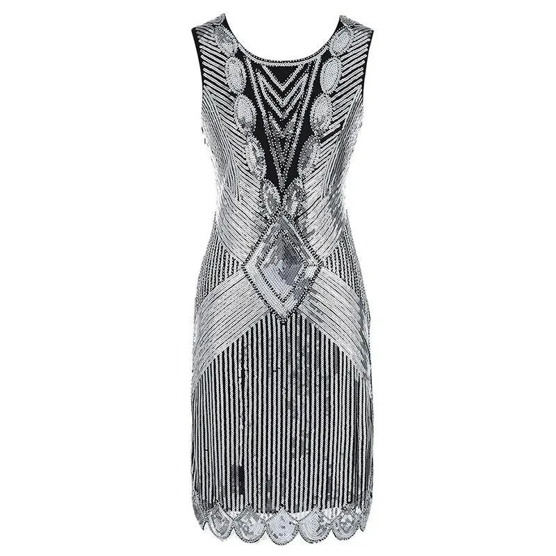 Robe Année 30 Courte Argent
