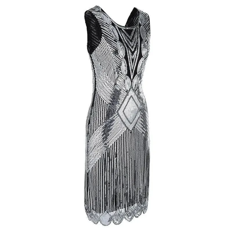Robe Année 30 Courte Argent