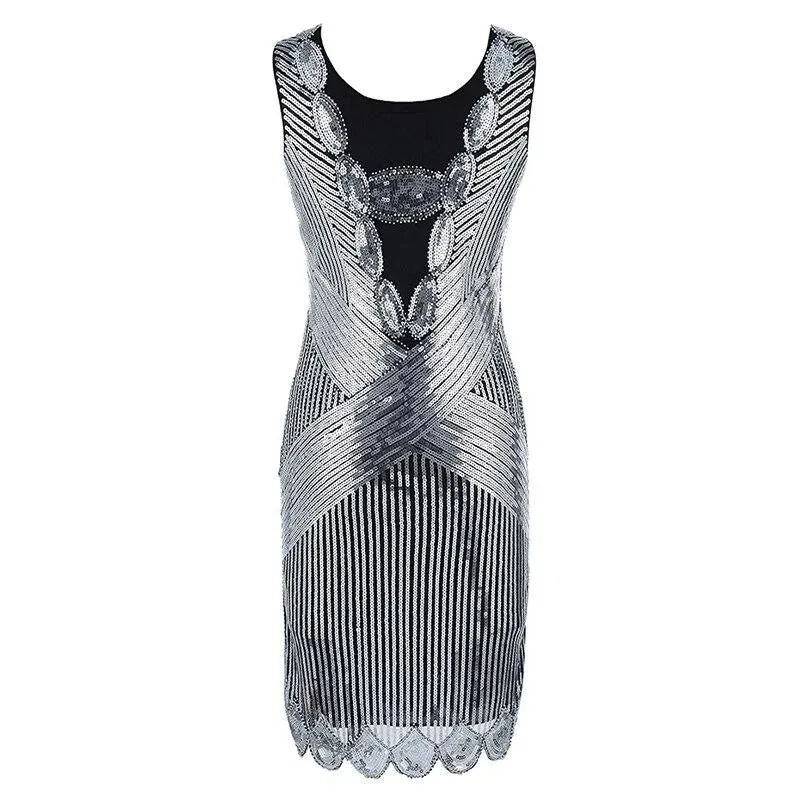 Robe Année 30 Courte Argent