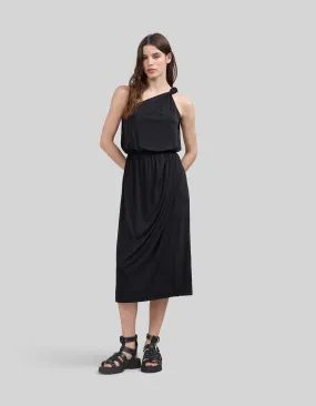 Robe longue noire one shoulder Femme