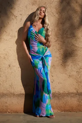 Robe longue nouée à col bénitier