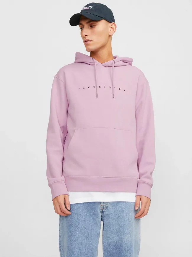 Sweat à capuche star rose homme - Jack & Jones | wimod