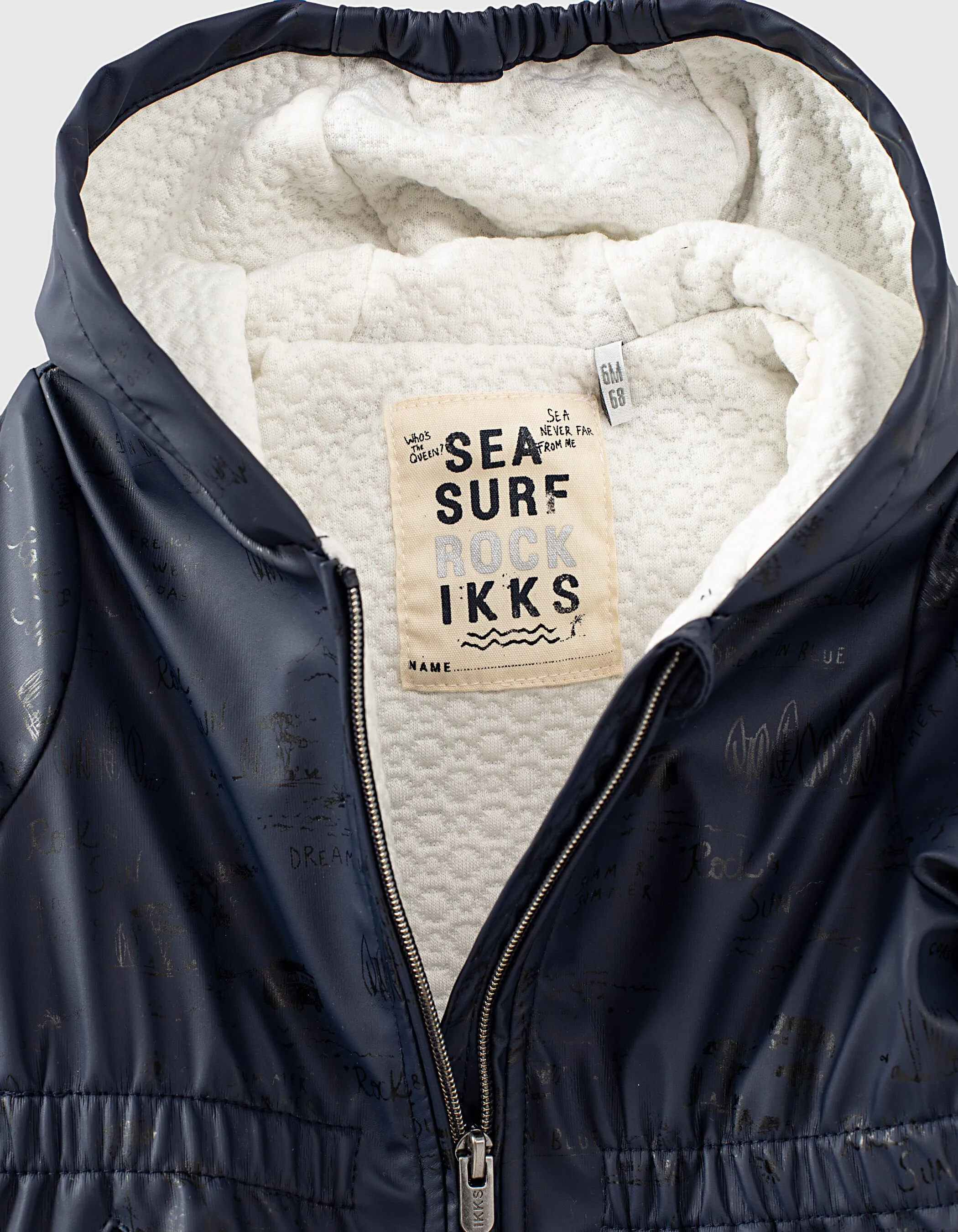 Trench navy esprit ciré recyclé à capuche bébé fille 