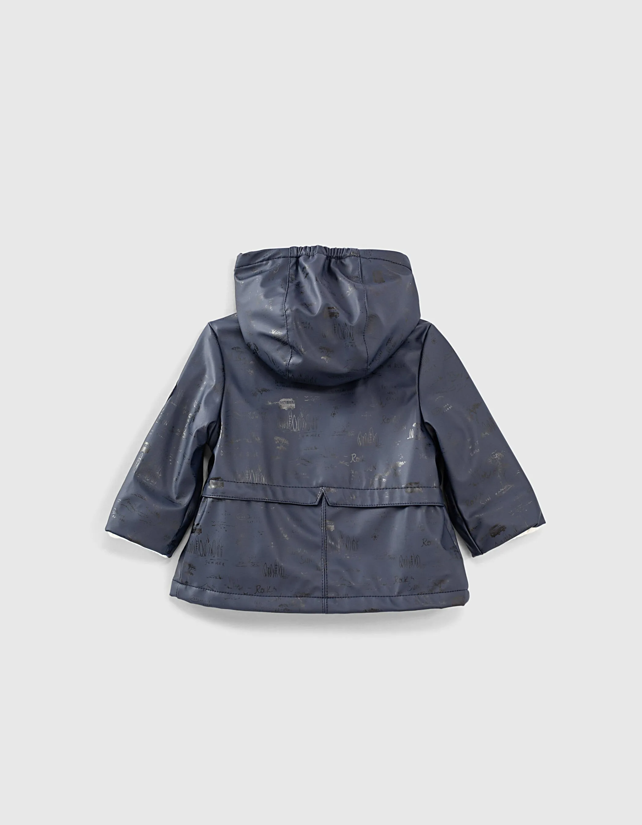 Trench navy esprit ciré recyclé à capuche bébé fille 