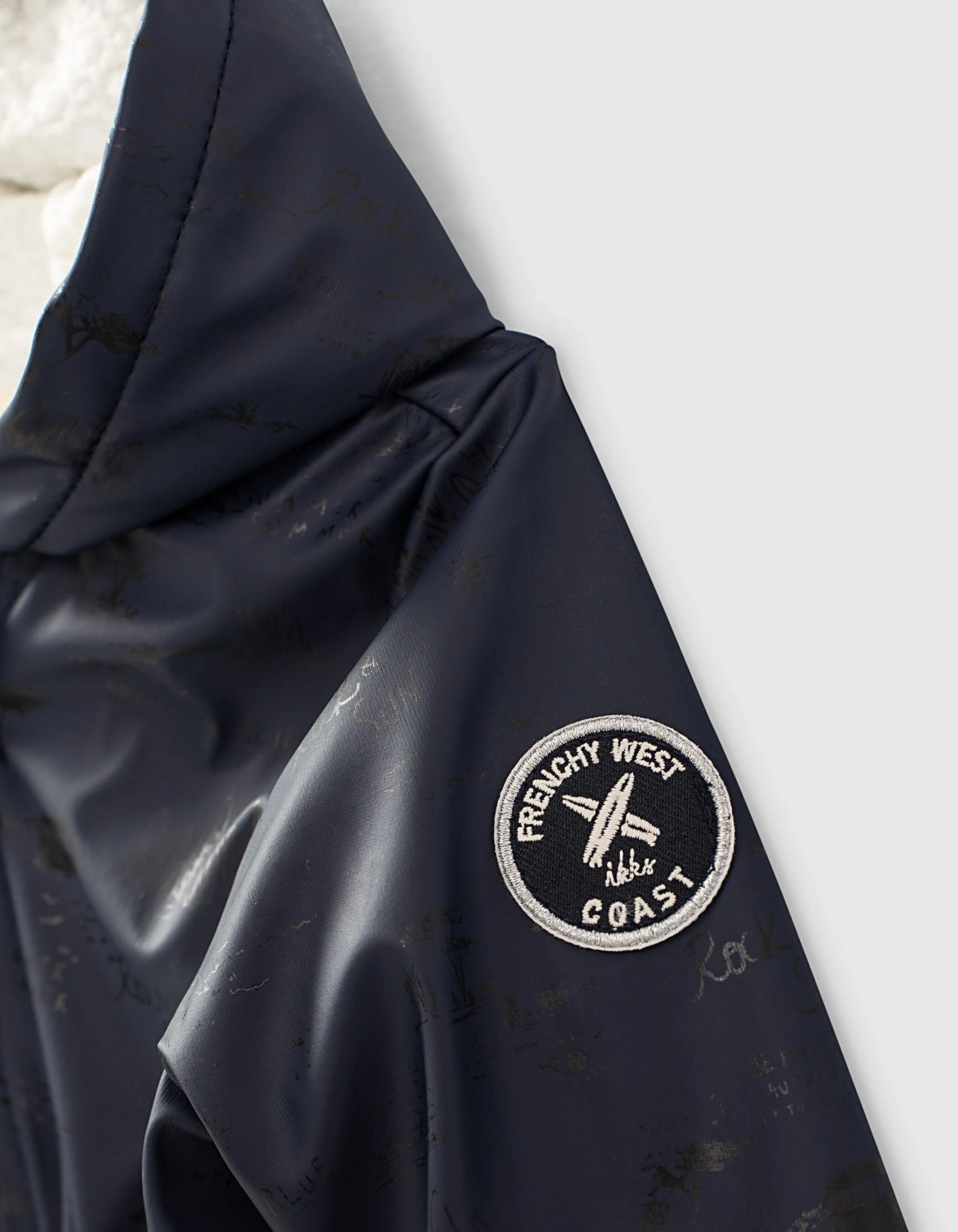 Trench navy esprit ciré recyclé à capuche bébé fille 