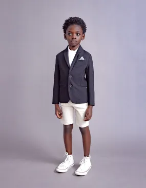 Veste de costume cérémonie noire faux-uni garçon
